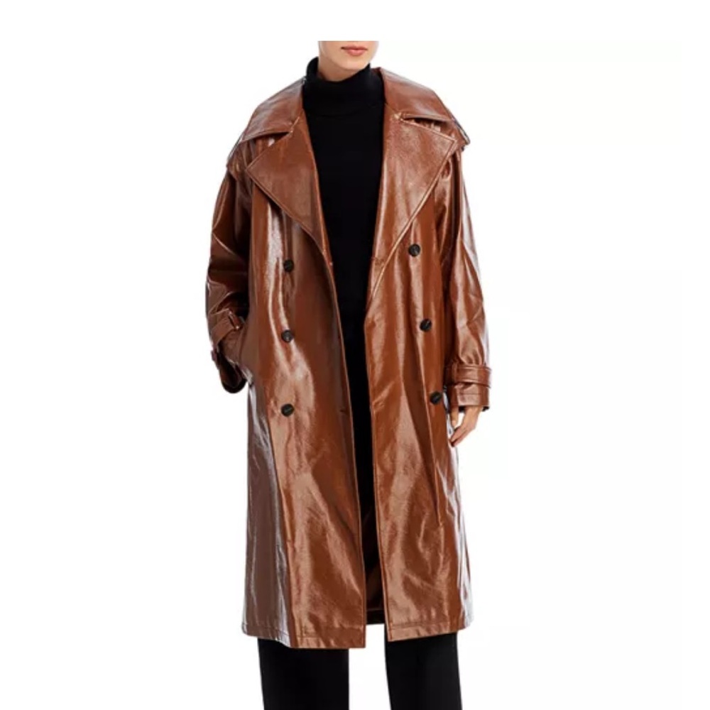 Apparis Isa Crinkle Faux Leather Trench Coat - Picture 3 of 4